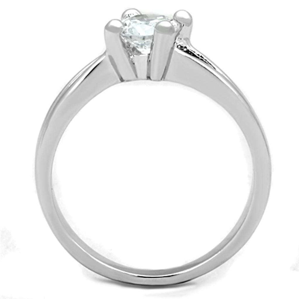 3W764 - Rhodium Brass Ring with AAA Grade CZ in Clear - Alamode - Flyclothing LLC