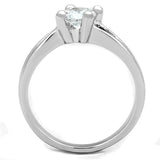 3W764 - Rhodium Brass Ring with AAA Grade CZ  in Clear - Alamode