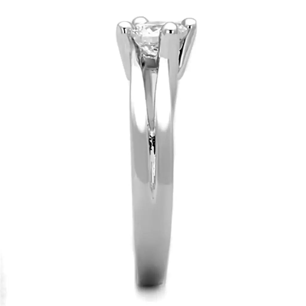 3W764 - Rhodium Brass Ring with AAA Grade CZ in Clear - Alamode - Flyclothing LLC