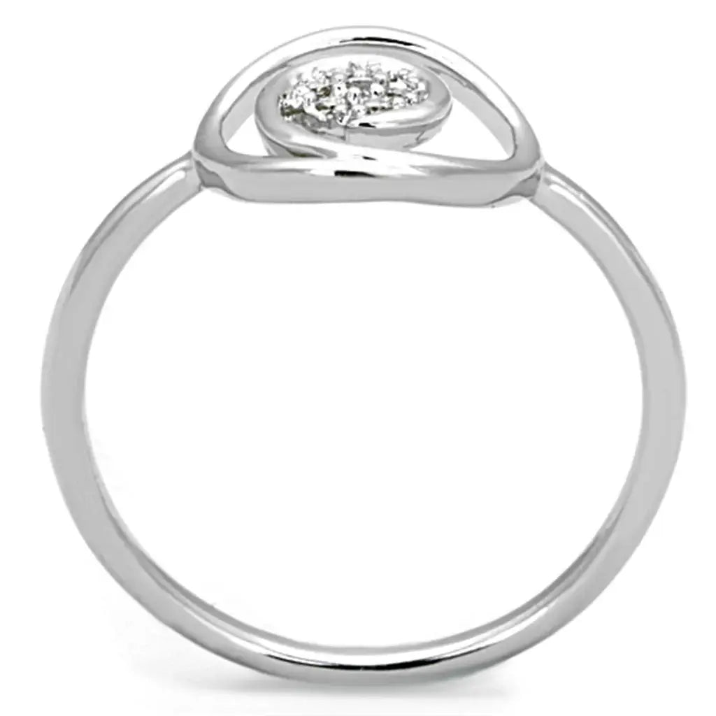 3W765 - Rhodium Brass Ring with AAA Grade CZ in Clear - Alamode - Flyclothing LLC