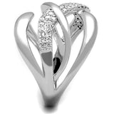 3W766 - Rhodium Brass Ring with AAA Grade CZ in Clear - Alamode - Flyclothing LLC