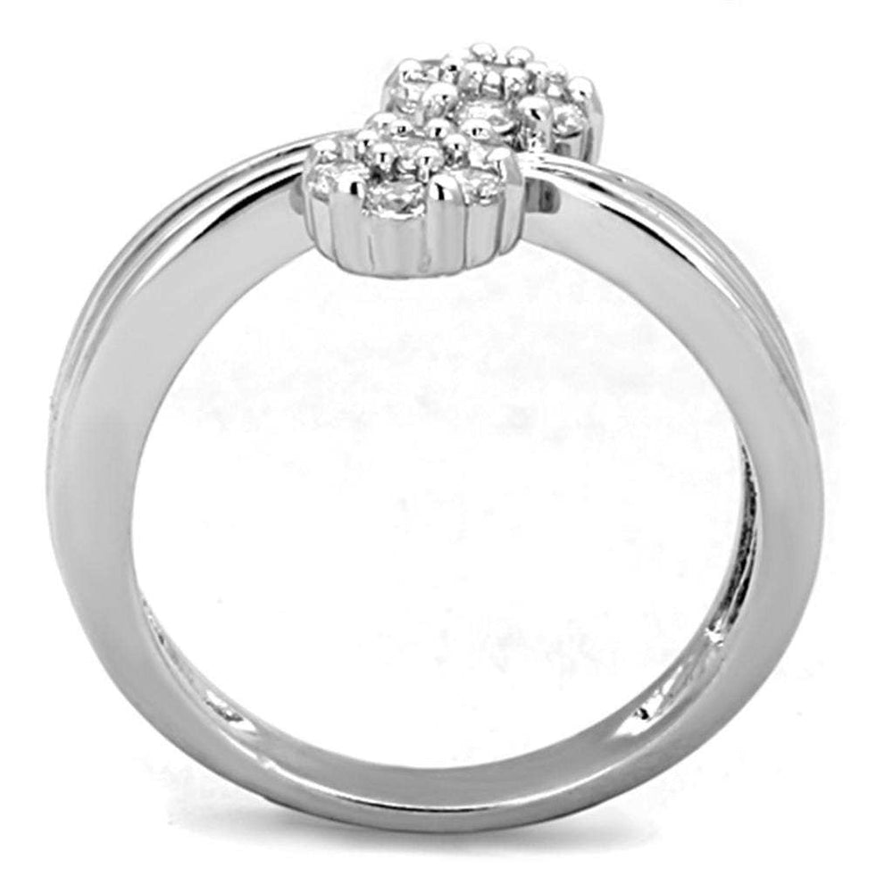 3W767 - Rhodium Brass Ring with AAA Grade CZ in Clear - Alamode - Flyclothing LLC