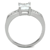 3W769 - Rhodium Brass Ring with AAA Grade CZ  in Clear - Alamode