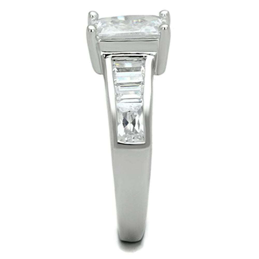 3W769 - Rhodium Brass Ring with AAA Grade CZ in Clear - Alamode - Flyclothing LLC