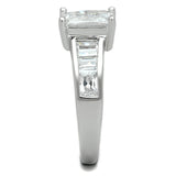 3W769 - Rhodium Brass Ring with AAA Grade CZ  in Clear - Alamode