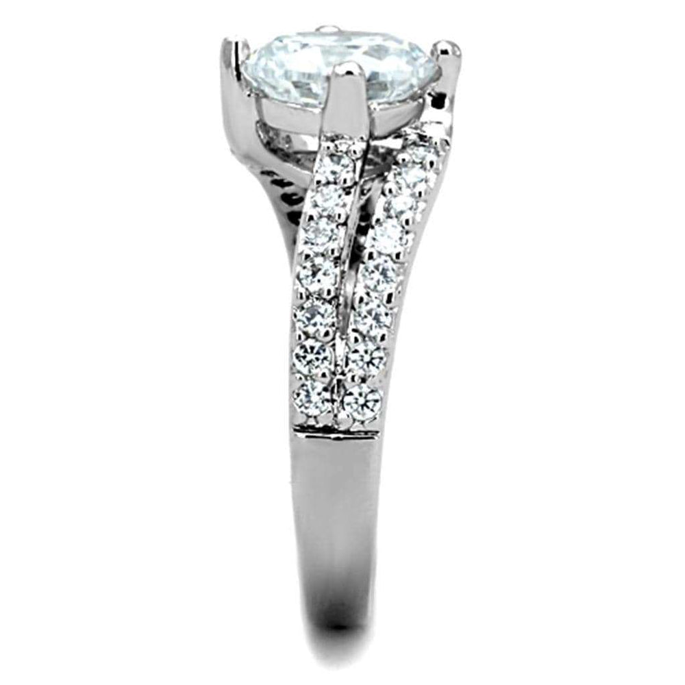 3W770 - Rhodium Brass Ring with AAA Grade CZ in Clear - Alamode - Flyclothing LLC