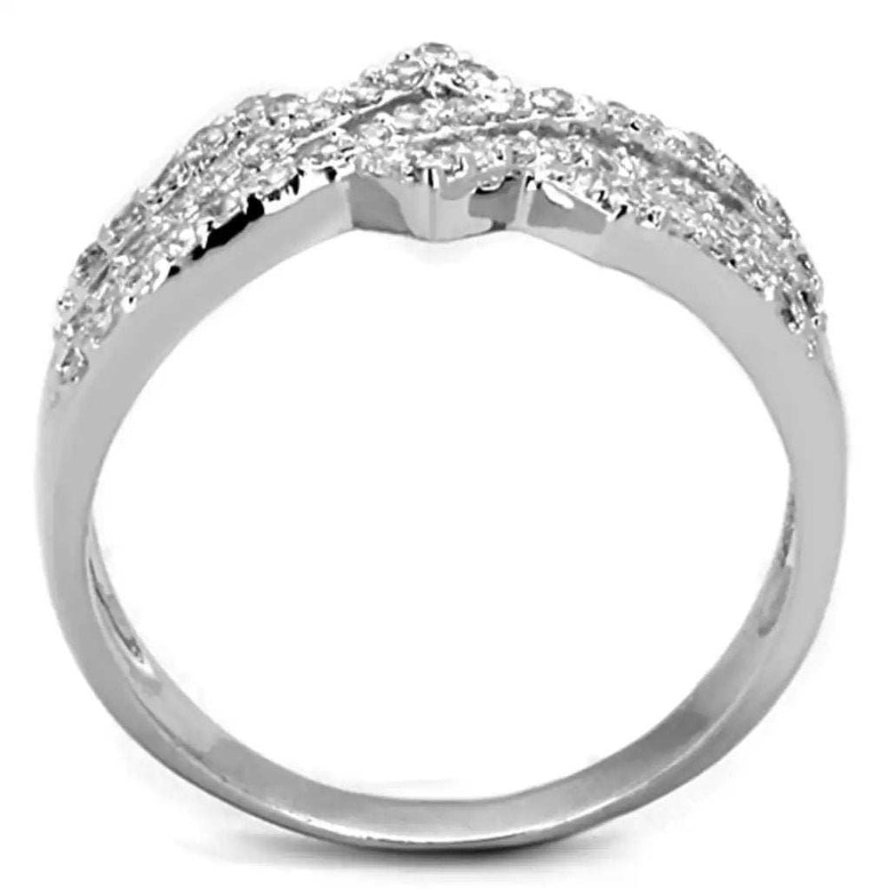 3W771 - Rhodium Brass Ring with AAA Grade CZ in Clear - Alamode - Flyclothing LLC