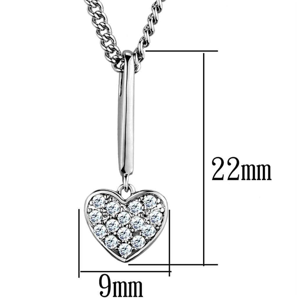 3W773 - Rhodium Brass Chain Pendant with AAA Grade CZ in Clear - Alamode - Flyclothing LLC