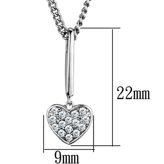 3W773 - Rhodium Brass Chain Pendant with AAA Grade CZ in Clear - Alamode - Flyclothing LLC