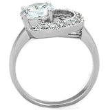 3W774 - Rhodium Brass Ring with AAA Grade CZ  in Clear - Alamode