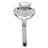 3W774 - Rhodium Brass Ring with AAA Grade CZ  in Clear - Alamode