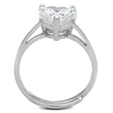 3W776 - Rhodium Brass Ring with AAA Grade CZ in Clear - Alamode - Flyclothing LLC