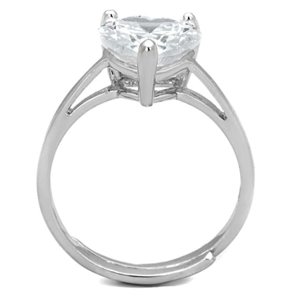 3W776 - Rhodium Brass Ring with AAA Grade CZ in Clear - Alamode - Flyclothing LLC