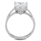 3W776 - Rhodium Brass Ring with AAA Grade CZ  in Clear - Alamode