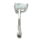 3W776 - Rhodium Brass Ring with AAA Grade CZ in Clear - Alamode - Flyclothing LLC