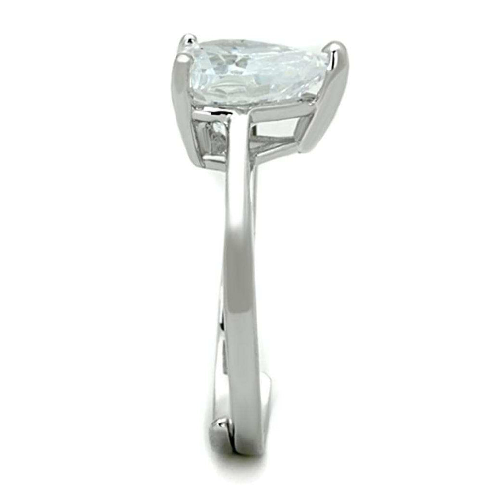 3W776 - Rhodium Brass Ring with AAA Grade CZ in Clear - Alamode - Flyclothing LLC