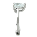 3W776 - Rhodium Brass Ring with AAA Grade CZ  in Clear - Alamode