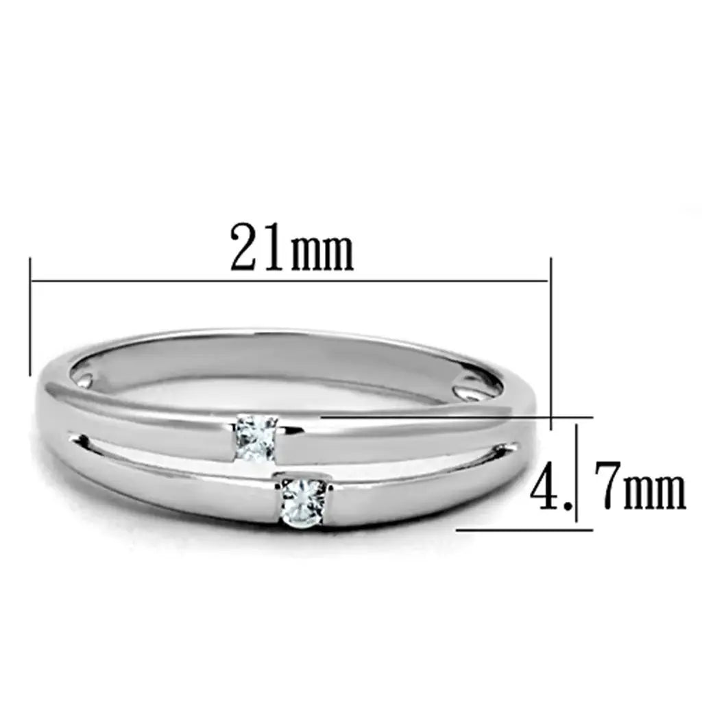 3W779 - Rhodium Brass Ring with AAA Grade CZ in Clear - Alamode - Flyclothing LLC