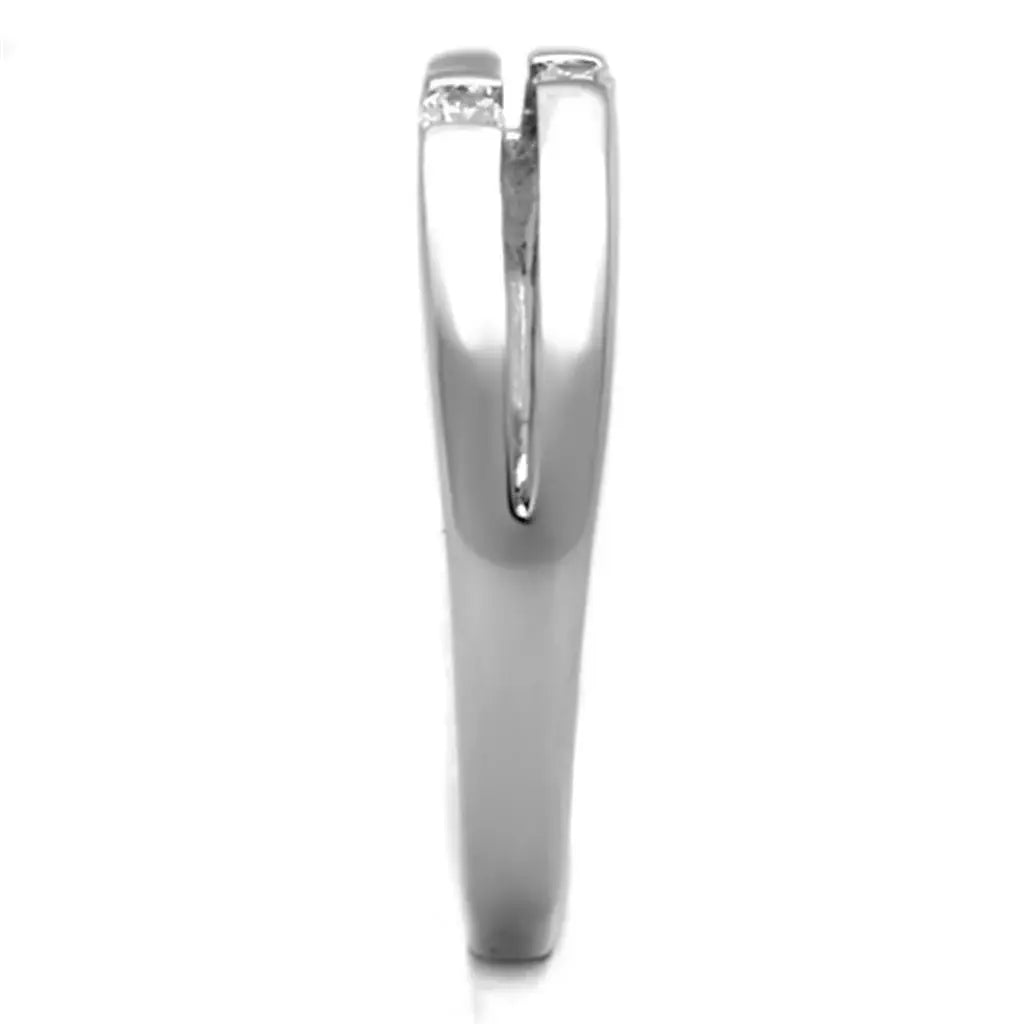 3W779 - Rhodium Brass Ring with AAA Grade CZ in Clear - Alamode - Flyclothing LLC