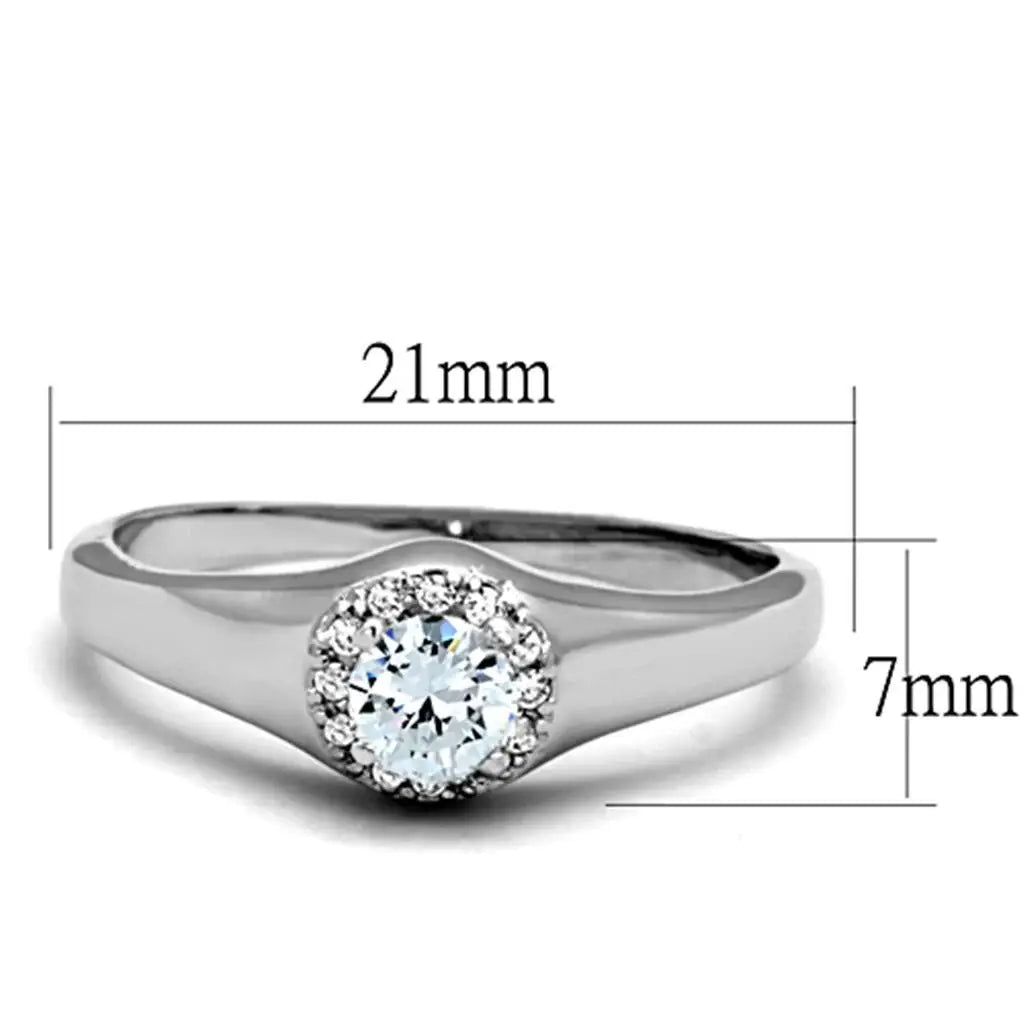 3W780 - Rhodium Brass Ring with AAA Grade CZ in Clear - Alamode - Flyclothing LLC