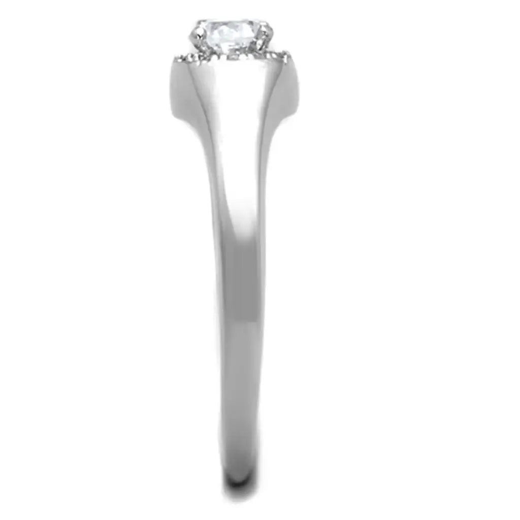 3W780 - Rhodium Brass Ring with AAA Grade CZ in Clear - Alamode - Flyclothing LLC