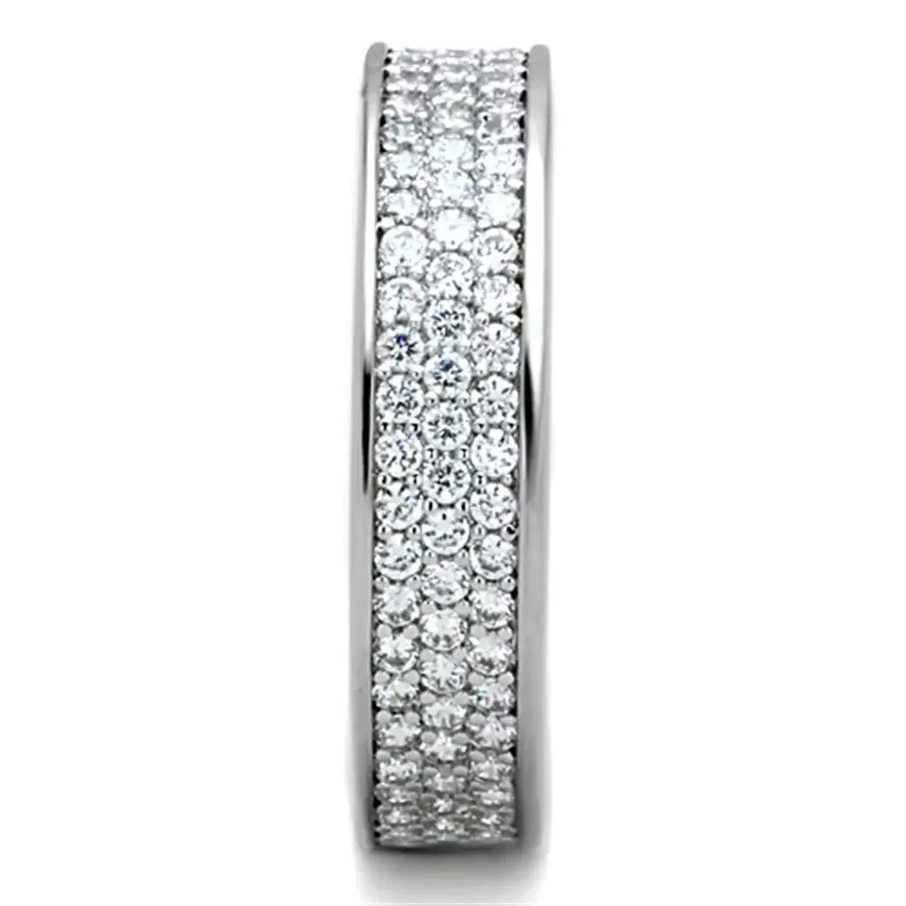 3W781 - Rhodium Brass Ring with AAA Grade CZ in Clear - Alamode - Flyclothing LLC