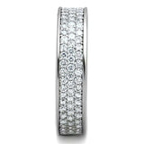3W781 - Rhodium Brass Ring with AAA Grade CZ  in Clear - Alamode