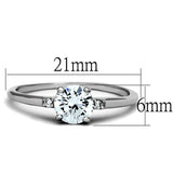 3W786 - Rhodium Brass Ring with AAA Grade CZ  in Clear