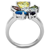Jaime Cocktail Ring - Rhodium Brass, AAA CZ , Multi Color - 3W789 - Alamode