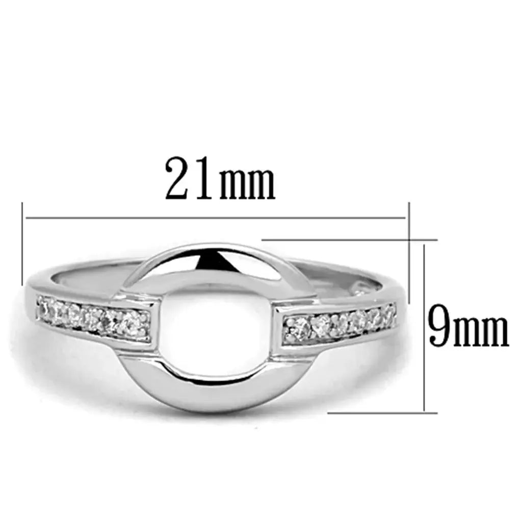 3W790 - Rhodium Brass Ring with AAA Grade CZ in Clear - Alamode - Flyclothing LLC
