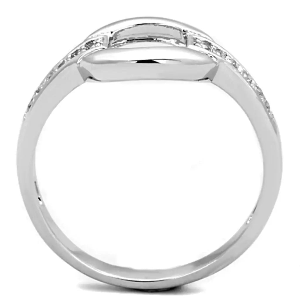 3W790 - Rhodium Brass Ring with AAA Grade CZ in Clear - Alamode - Flyclothing LLC