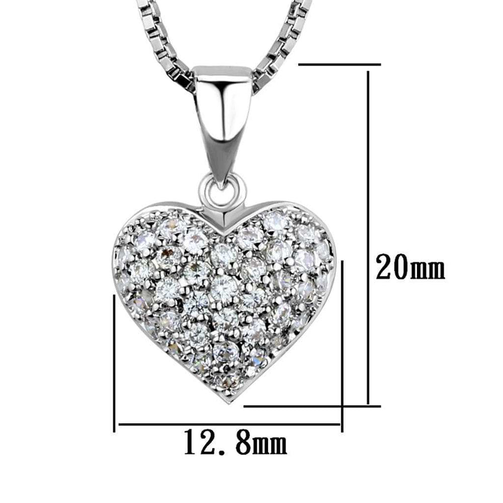 3W793 - Rhodium Brass Chain Pendant with AAA Grade CZ in Clear - Alamode - Flyclothing LLC