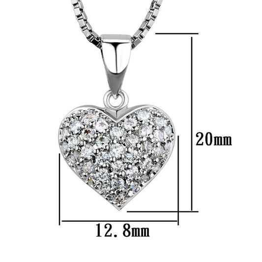 3W793 - Rhodium Brass Chain Pendant with AAA Grade CZ in Clear - Alamode - Flyclothing LLC