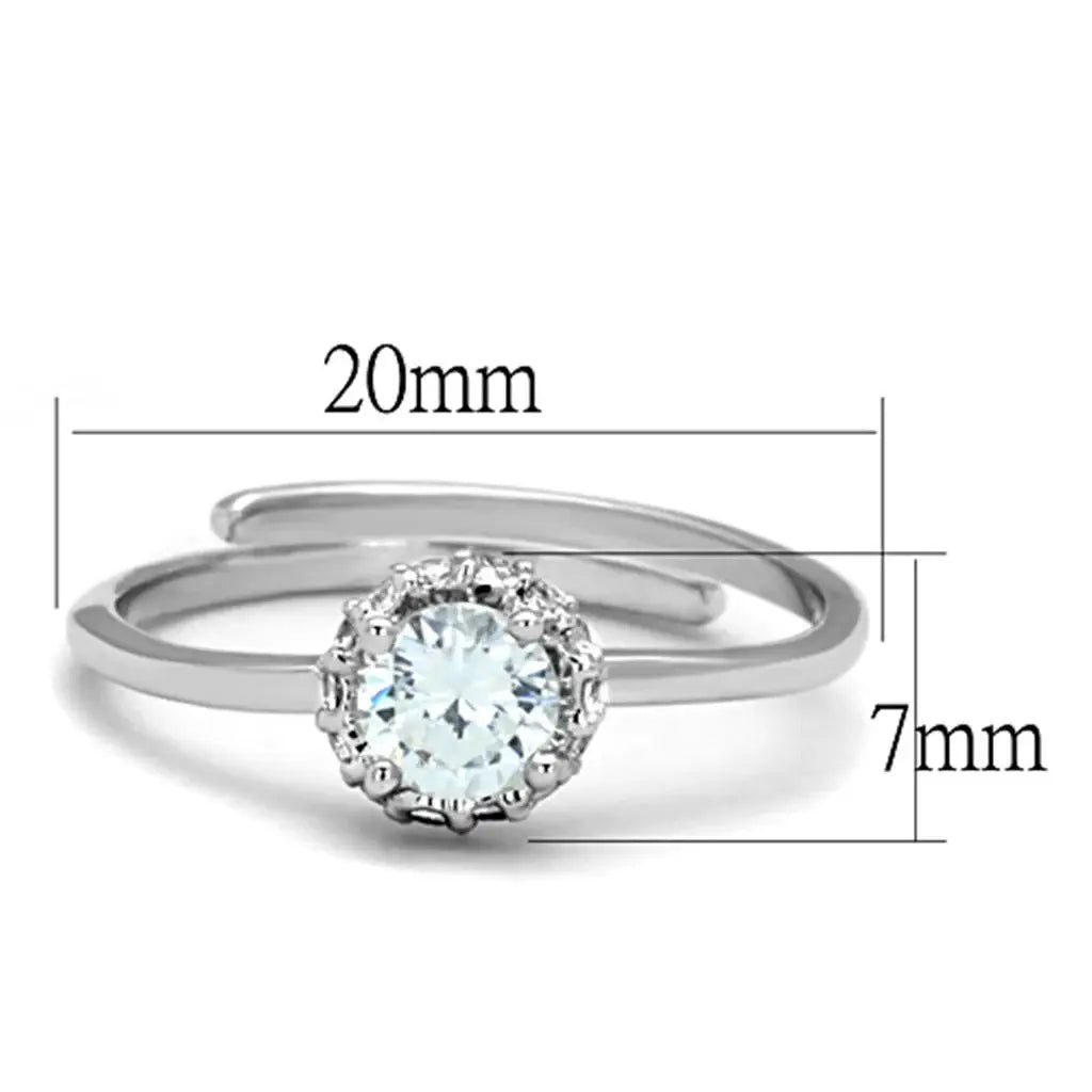 3W795 - Rhodium Brass Ring with AAA Grade CZ in Clear - Alamode - Flyclothing LLC