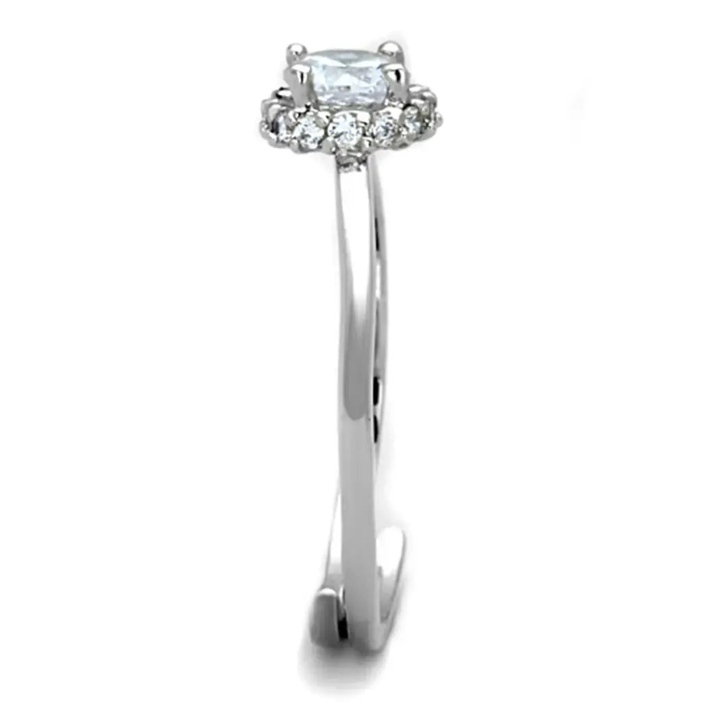 3W795 - Rhodium Brass Ring with AAA Grade CZ in Clear - Alamode - Flyclothing LLC