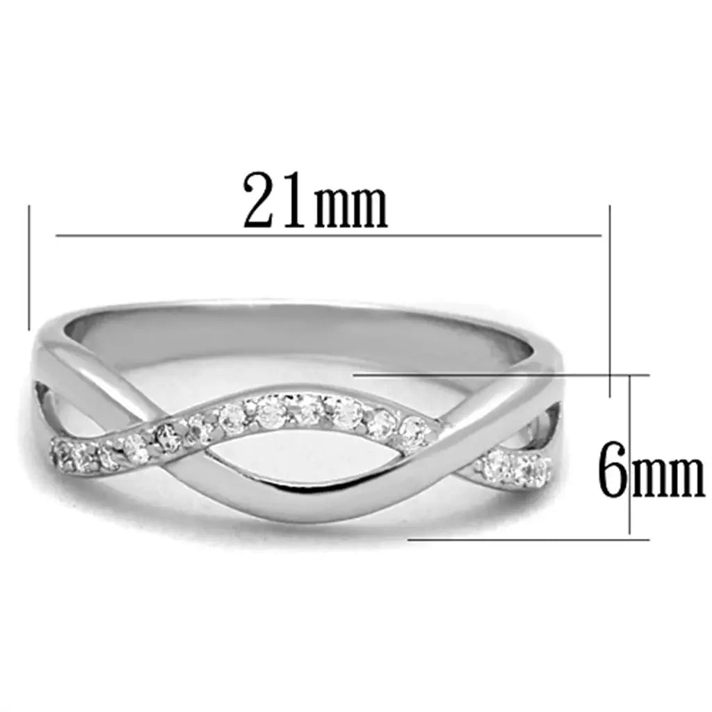 3W796 - Rhodium Brass Ring with AAA Grade CZ in Clear - Alamode - Flyclothing LLC