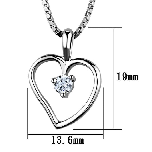 3W797 - Rhodium Brass Chain Pendant with AAA Grade CZ in Clear - Alamode - Flyclothing LLC