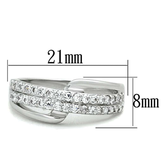 3W798 - Rhodium Brass Ring with AAA Grade CZ in Clear - Alamode - Flyclothing LLC