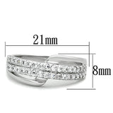 3W798 - Rhodium Brass Ring with AAA Grade CZ  in Clear - Alamode