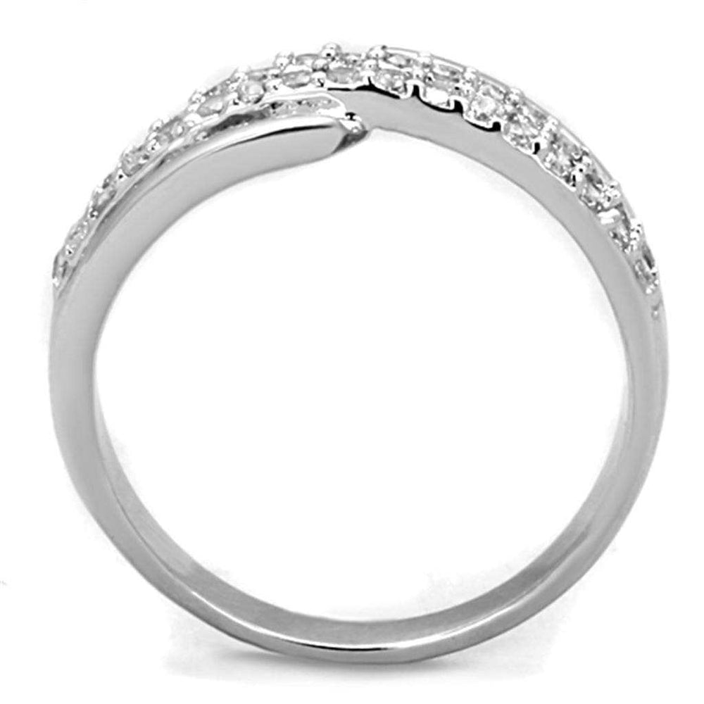 3W798 - Rhodium Brass Ring with AAA Grade CZ in Clear - Alamode - Flyclothing LLC