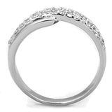 3W798 - Rhodium Brass Ring with AAA Grade CZ  in Clear - Alamode