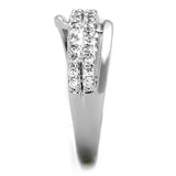 3W798 - Rhodium Brass Ring with AAA Grade CZ  in Clear - Alamode
