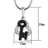 3W799 - Rhodium + Ruthenium Brass Chain Pendant with AAA Grade CZ in Black Diamond - Alamode - Flyclothing LLC