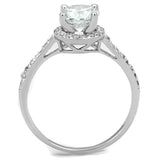 3W801 - Rhodium Brass Ring with AAA Grade CZ  in Clear - Alamode
