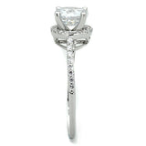 3W801 - Rhodium Brass Ring with AAA Grade CZ  in Clear - Alamode
