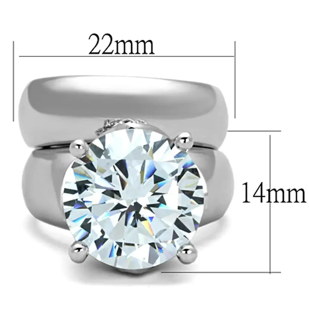 3W802 - Rhodium Brass Ring with AAA Grade CZ in Clear - Alamode - Flyclothing LLC