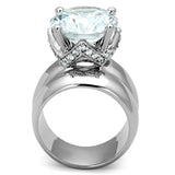 3W802 - Rhodium Brass Ring with AAA Grade CZ in Clear - Alamode - Flyclothing LLC