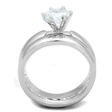 3W805 - Rhodium Brass Ring with AAA Grade CZ  in Clear - Alamode