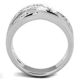 3W806 - Rhodium Brass Ring with AAA Grade CZ  in Clear - Alamode