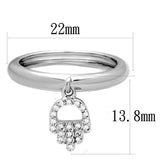 3W808 - Rhodium Brass Ring with AAA Grade CZ  in Clear - Alamode